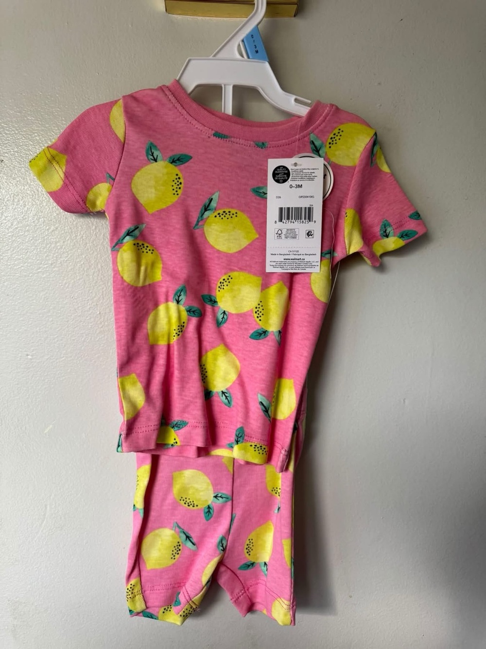Pink Lemon Print Kids Pajama Set
